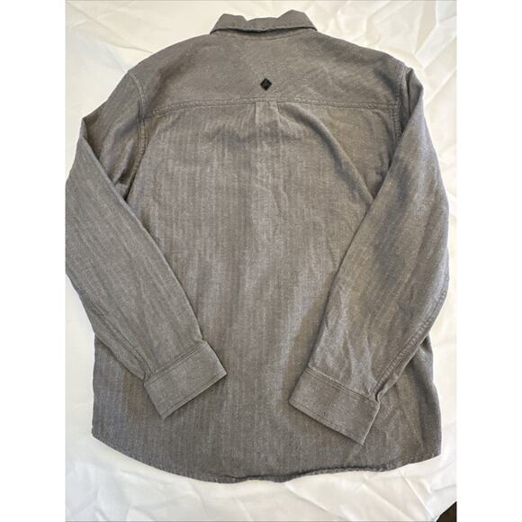 Prana Shirt Mens Large Gray Herringbone Long Sleeve Button Up Casual Nature - Picture 15 of 15